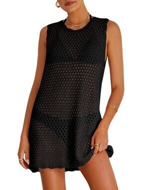Women's Black Beach Bathing Suit Cover Ups Crochet Swimwear Summer Outfits